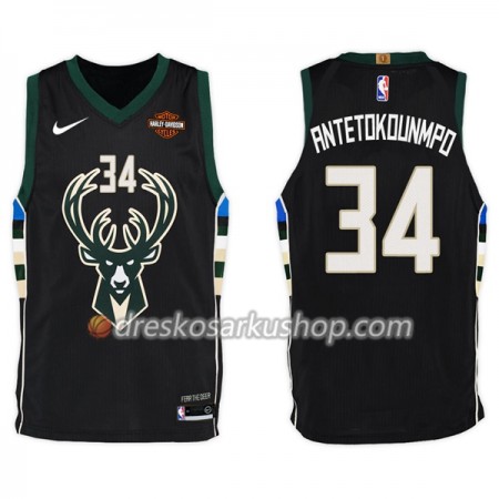 Muški NBA Dres Milwaukee Bucks Giannis Antetokounm 34 Nike 2017-18 Crna Swingman